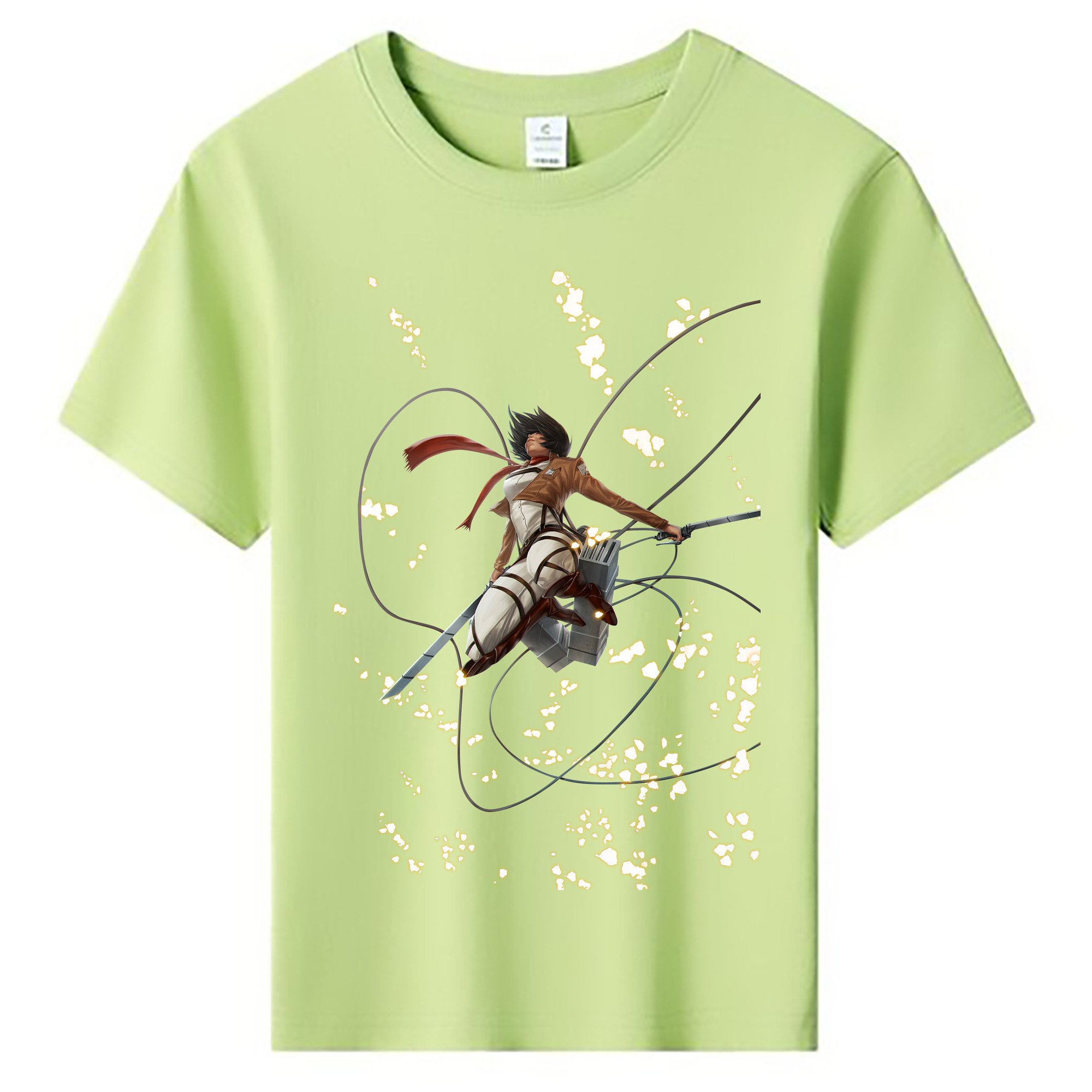（画像用） 進撃の巨人 ミカサ·アッカーマン Attack on Titan Mikasa Ackerman 綿100％キッズTシャツ（フロントプリント）